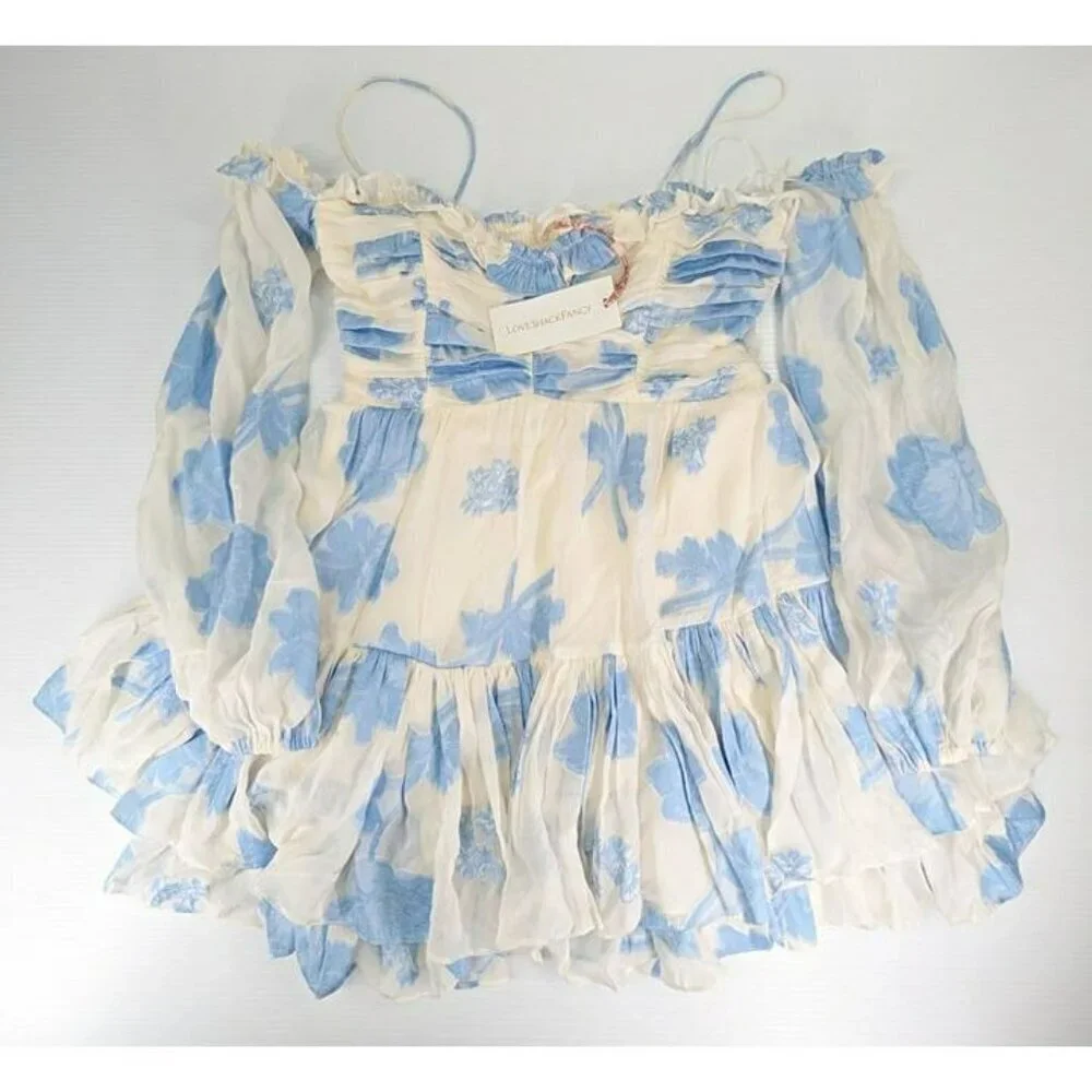 LoveShackFancy Zennia Floral Off-The-Shoulder Minidress Size S (MSRP $495) - Picture 4 of 7